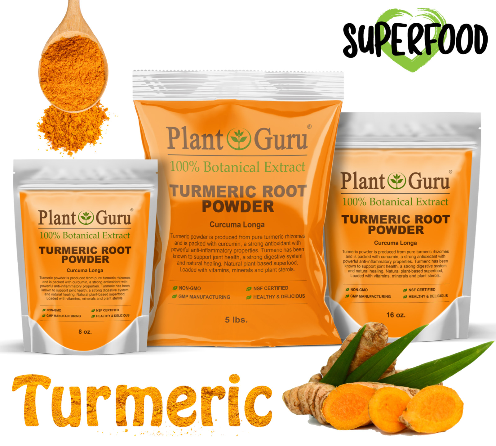 Turmeric Root Powder Curcumin Curcuma Longa Pure Natural Bulk Spice ALL SIZES gallery