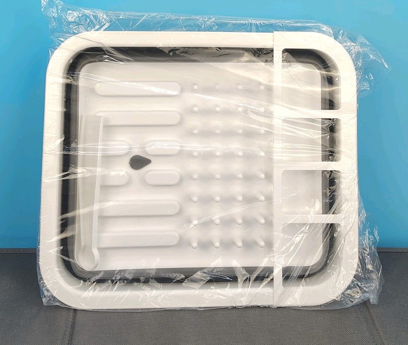 Masirs Collapsible Dish Drying Rack With Drainage Design 12"x 14.5" Grey/White gallery