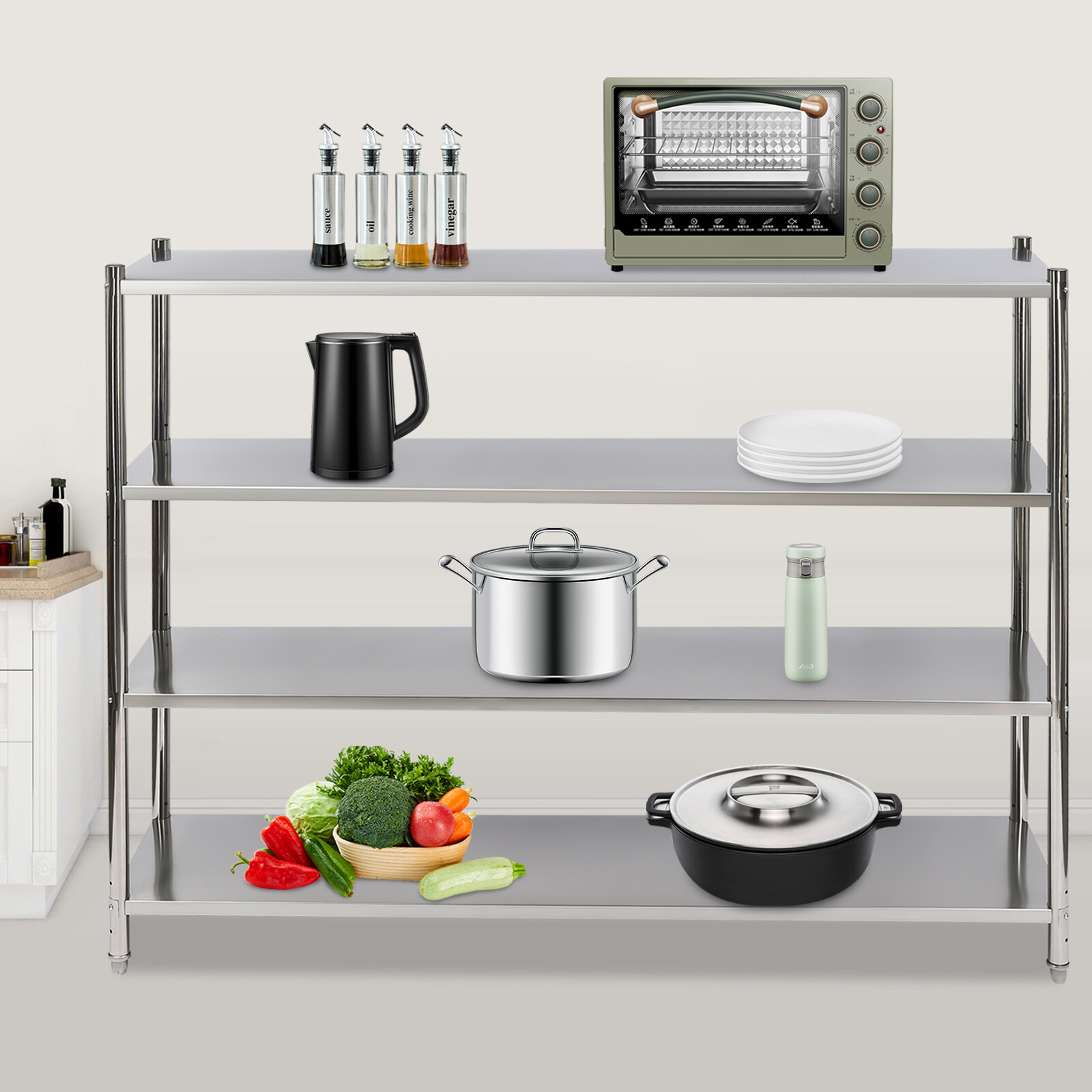 Stainless Steel Shelving, 4 Tier Adjustable Shelf Storage,Storage Assistant new gallery