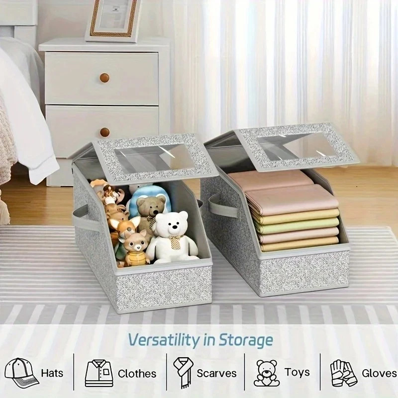 1/2x Stackable Hat Storage Organizer for Baseball Caps 24 Caps Hat Box with Lid gallery