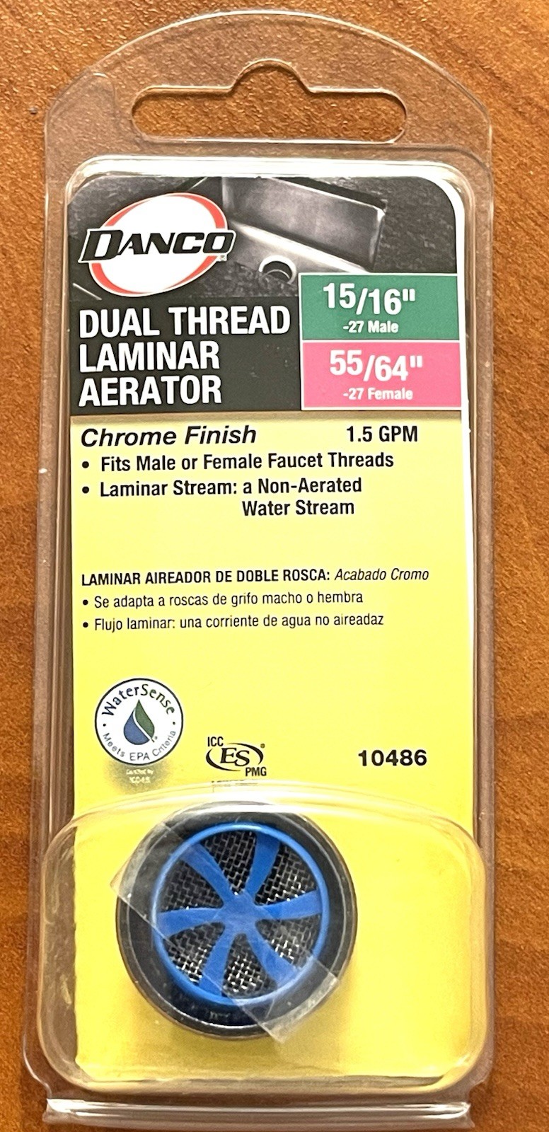 Danco 9D00010486 Dual Thread 27M x 27F Chrome Faucet Aerator 15/16 x 55/64 in. gallery