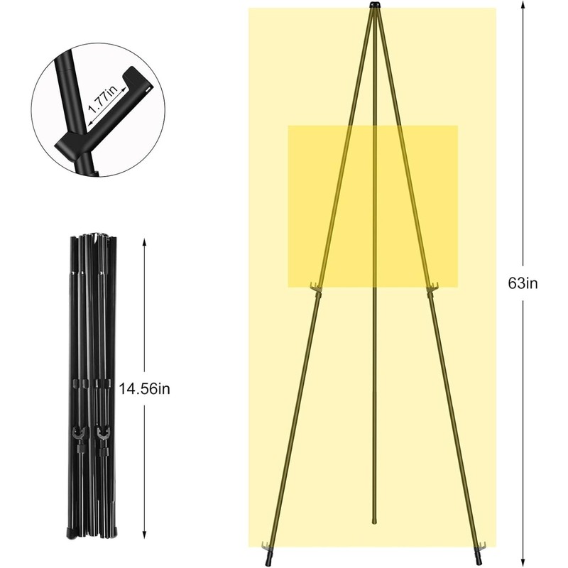 63" Foldable Tripod Display Easel Stand for Wedding Floor Display Show Painting gallery