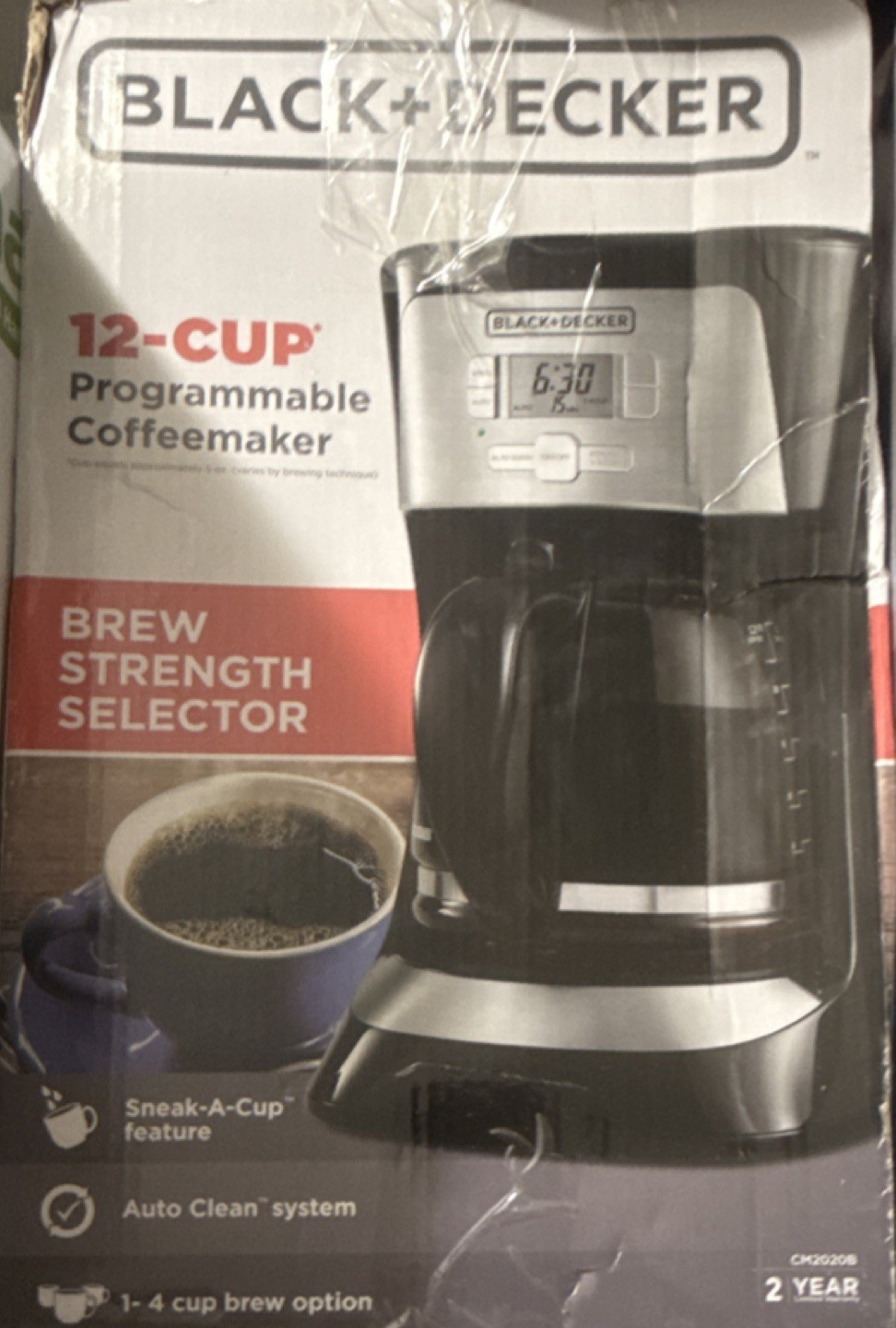 BLACK+DECKER 12-Cup Programmable Coffeemaker Black Silver CM2030B Brew Strength gallery