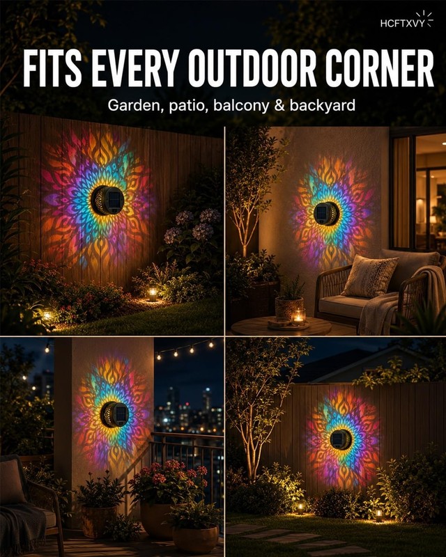 Solar Mandala Projector Waterproof Outdoor Garden Patio Light gallery