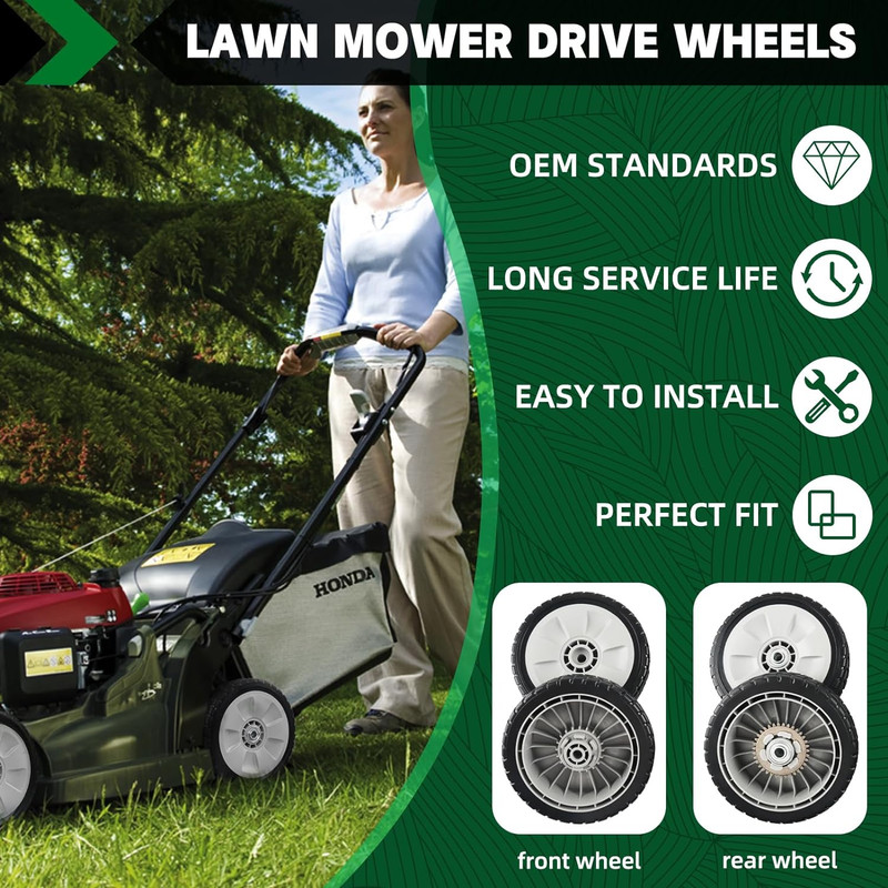 Self Propelled Mower Front Rear Wheel Assembly Set Honda HRR216 HRT216 HRS216 gallery