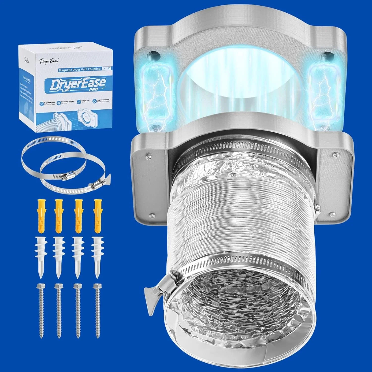 4 inch Magnetic Dryer Vent Connector Kit with 2.6 ft Duct | Quick-disconnect mag gallery