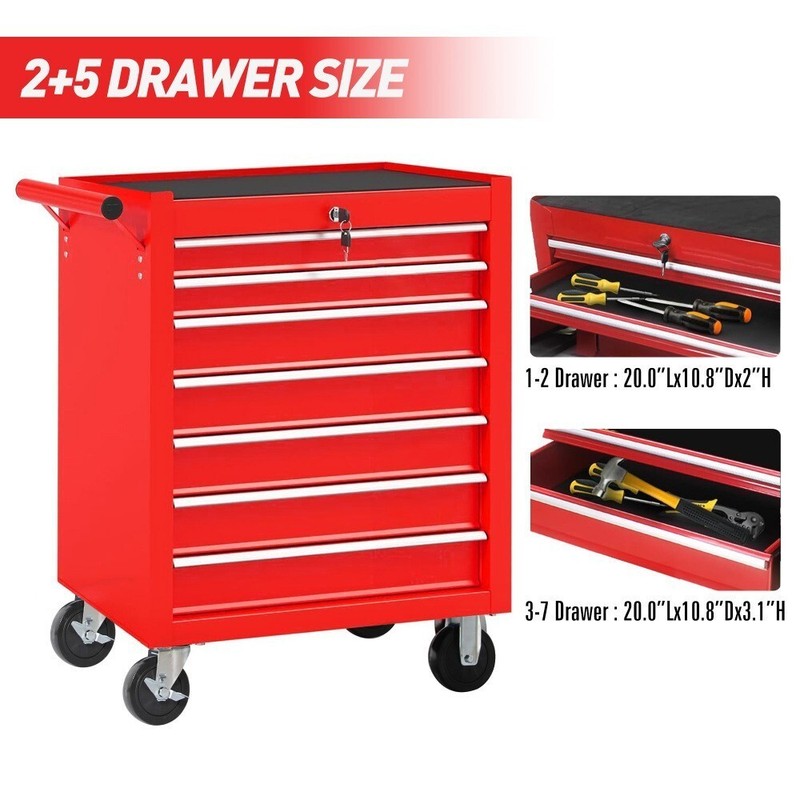 7 Drawers Rolling Tool Chest Tool Box Lockable Tool Storage Cabinet for Garage gallery