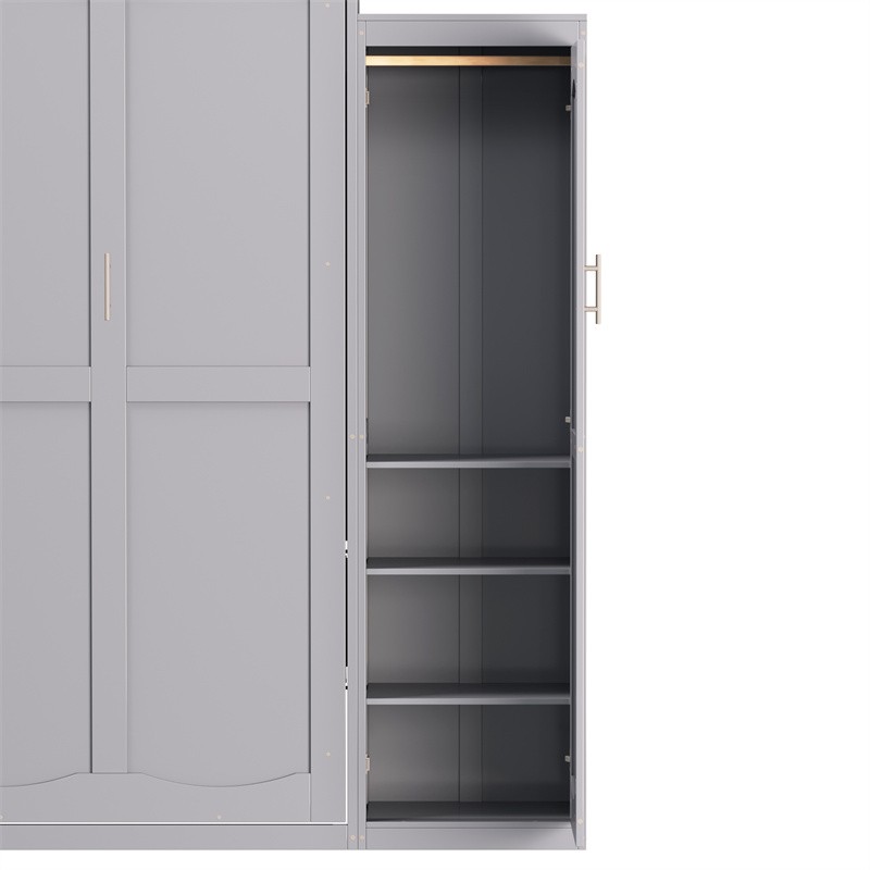 Queen Size Murphy Wall Bed with 2 Wardrobe &Storage Shelf for Guest-Room Bedroom gallery