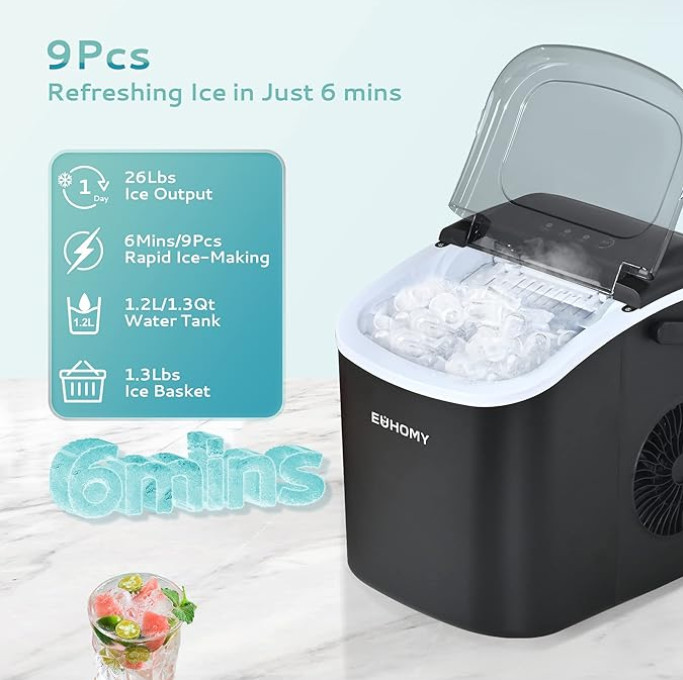 26lb Countertop Ice Maker Daily Portable Self-Cleaning Quiet Quick Ice 6 Mins gallery