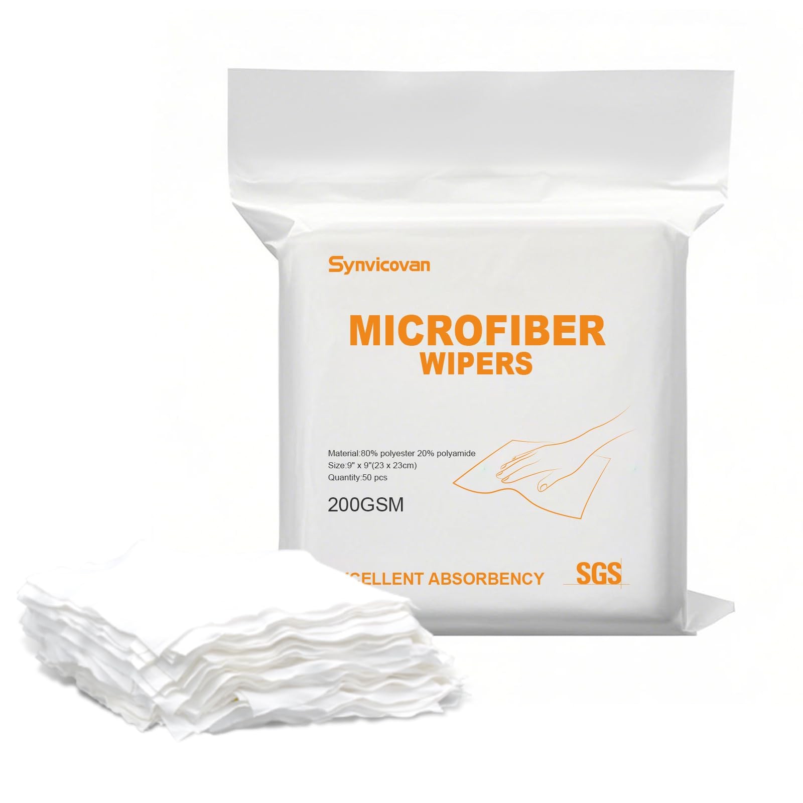 Microfiber 9"x9"(50 Pcs,Class 100, 200GSM) Superfine Lint Cloths Cleaning and... gallery