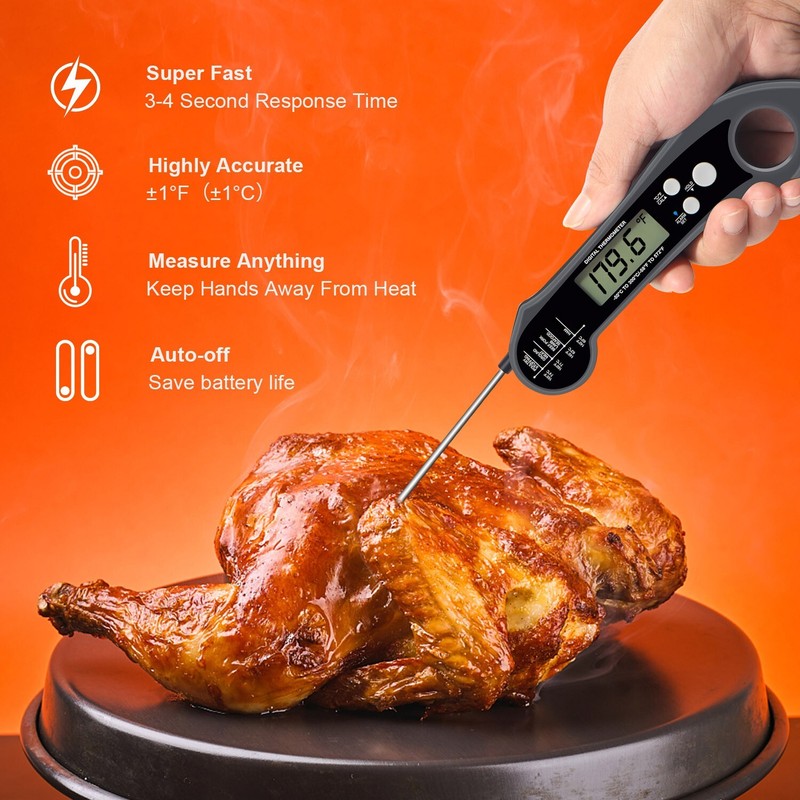 Digital Meat Thermometer with Attachable, oven safe, extension probe gallery