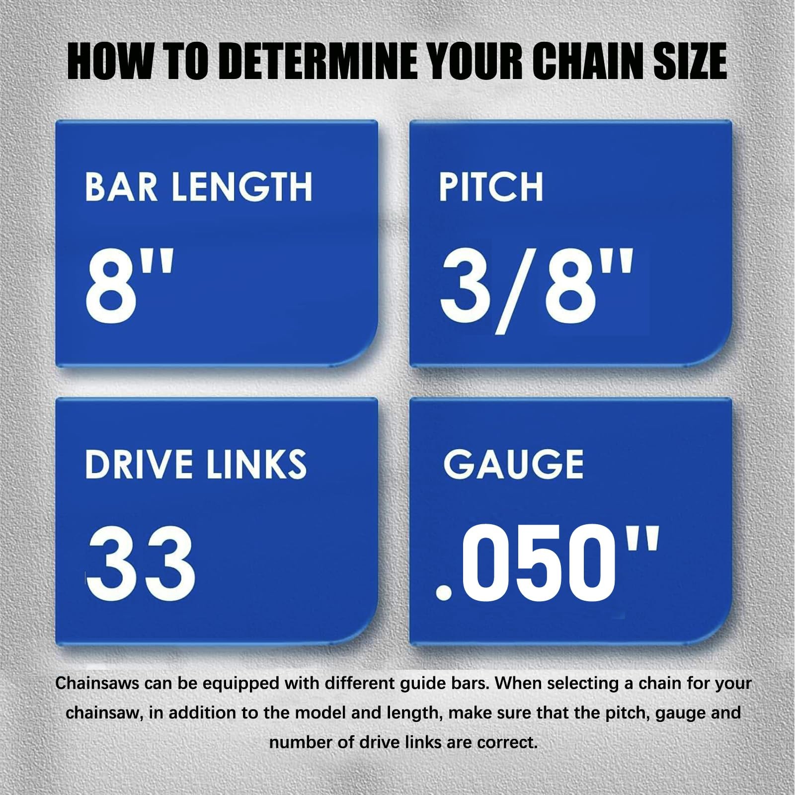 4 Pack 8 Inch Chainsaw Chain 050" Gauge 3/8" LP Pitch 33 Drive Links 8 Inch P... gallery
