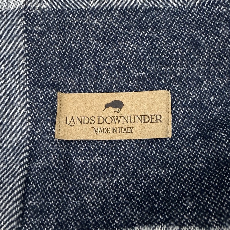LANDS DOWNUNDER HAMPTON PLAID HERRINGBONE THROW BLANKET 51"x 67" NAVY BLUE gallery