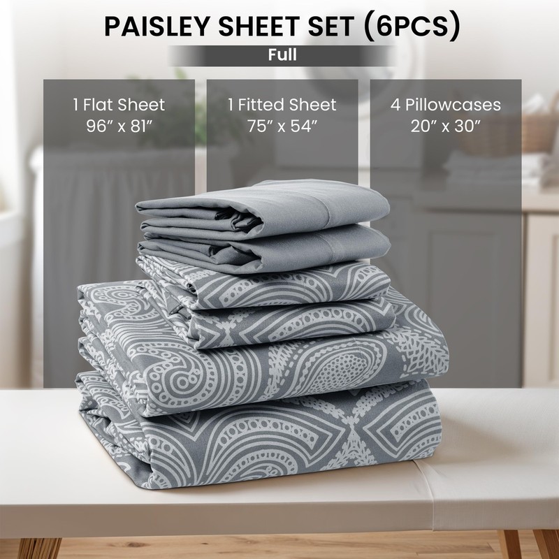 Lux Decor Full Size Bed Sheets Set, 6-Pc Cooling Bed Set, Breathable Hotel Style gallery