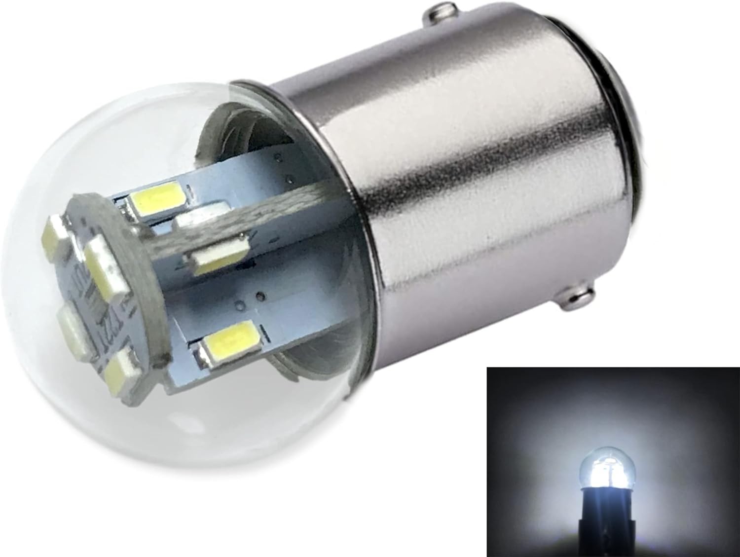 LED Bulb Replacement 12V 14V DC BA15D Base Bright White Marine Lights gallery