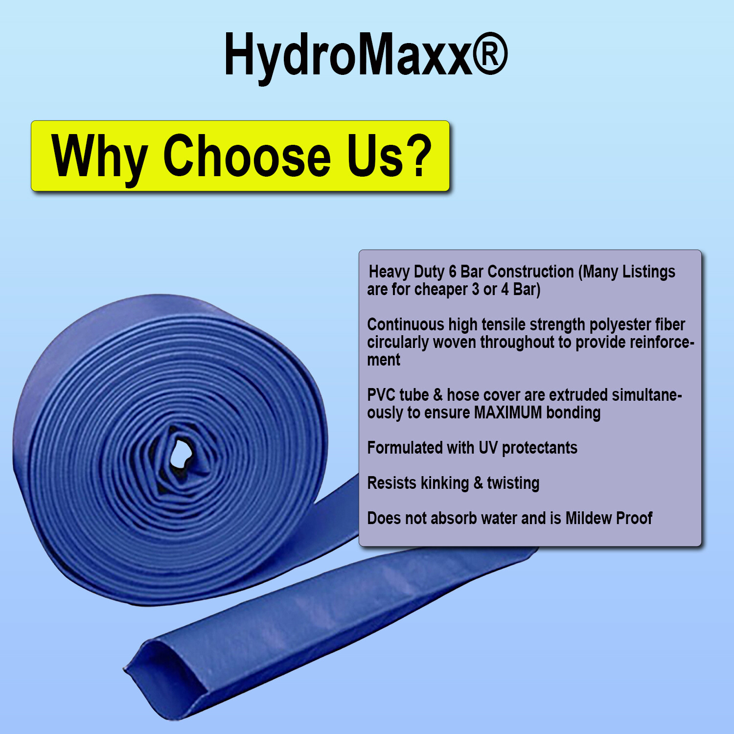1" Agricultural Grade PVC Lay Flat Discharge Hose 50', 100' & 300' lengths gallery