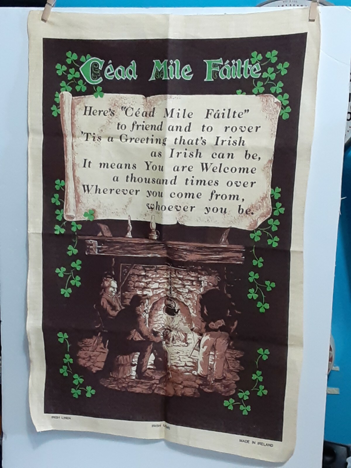 VINTAGE CEAD MILE FAILTE TAPESTRY 29" X 19" MADE IN IRELAND gallery