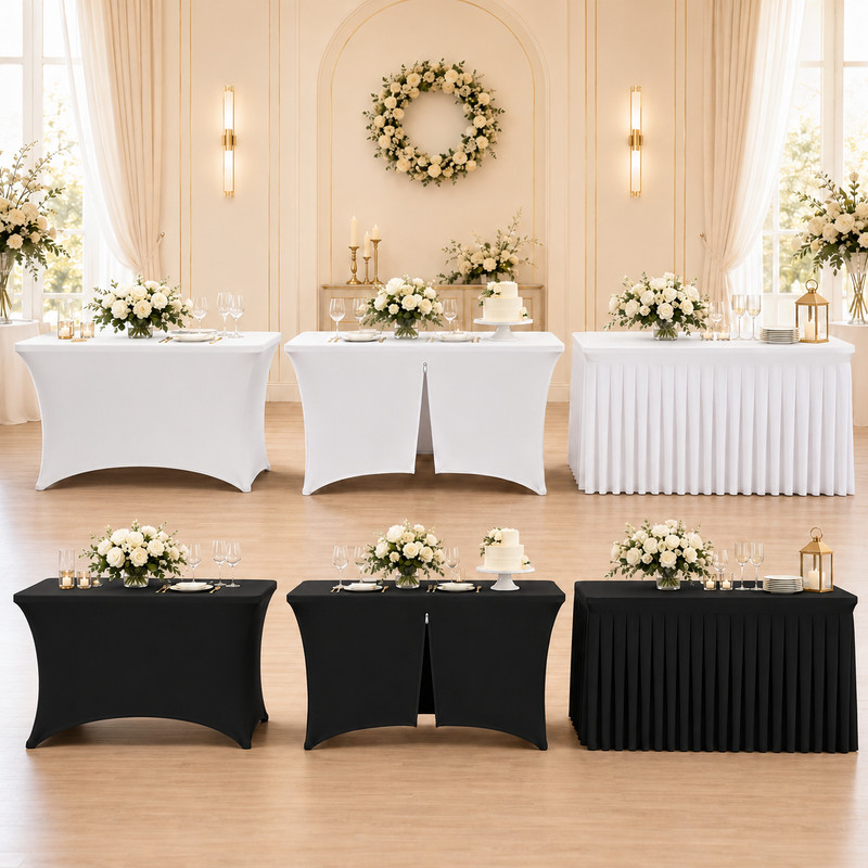 6FT Rectangular Spandex Table Cover Stretch Fitted Tablecloth for Vendor Wedding gallery