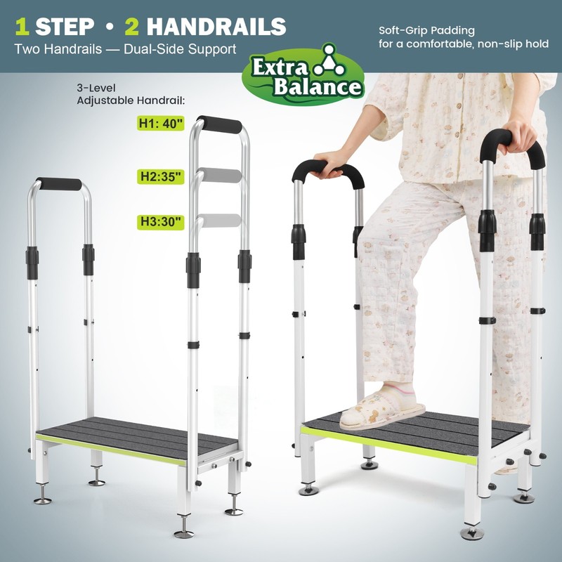 Step Stool with Handle for Elderly,Wide Platform and Anti-Slip Mats gallery