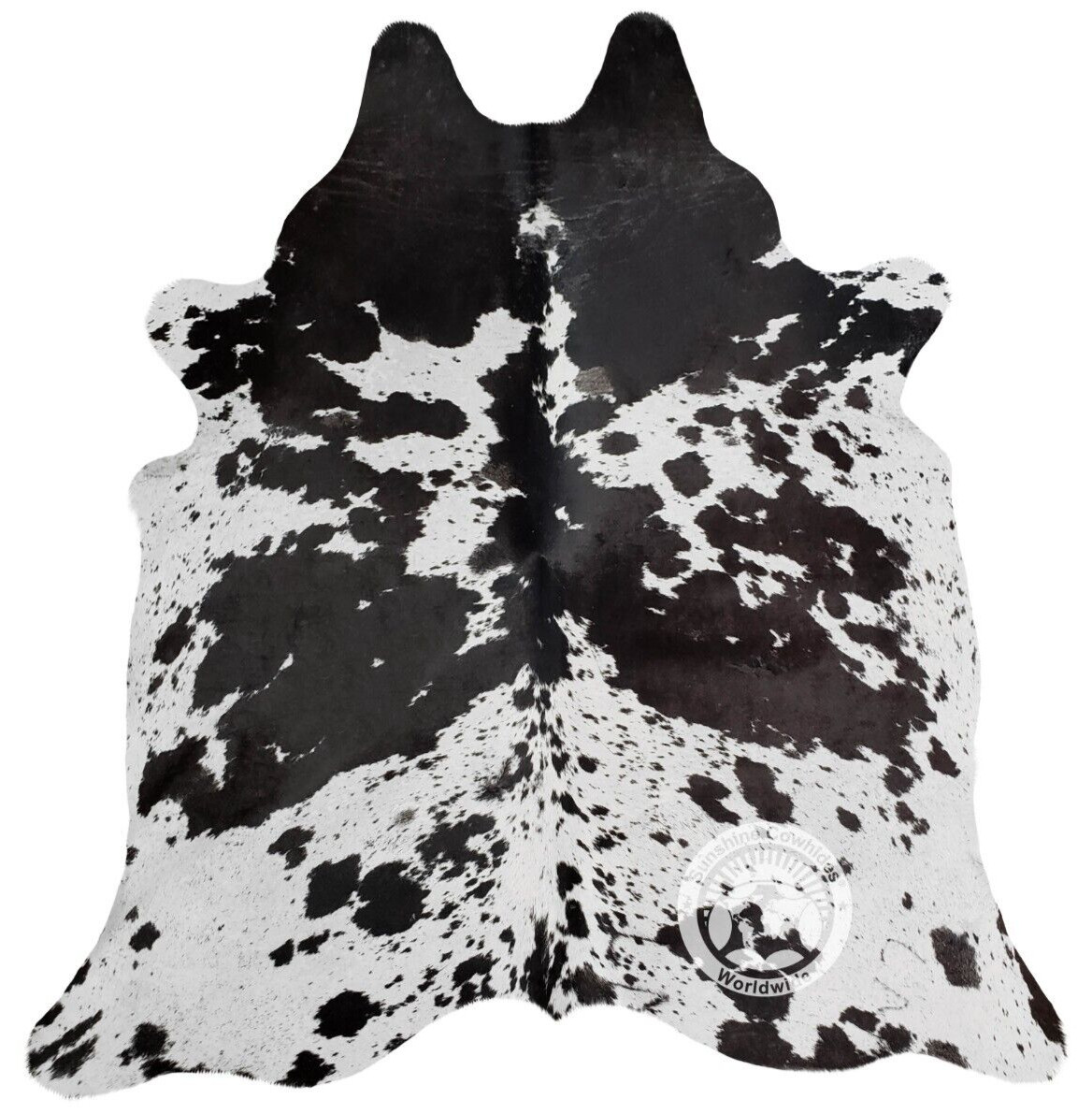 Real Cowhide Rug Salt and Pepper Black - Size 6 x 7-8' gallery