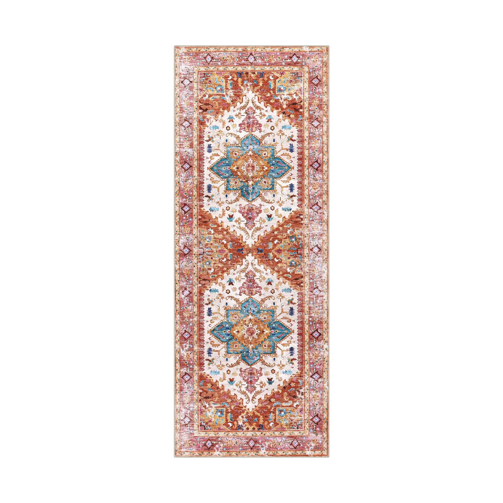 Yamaziot Washable Runner Rug, 2x6 Non-Slip Boho Vintage Hallway 2' x 6', Pink gallery