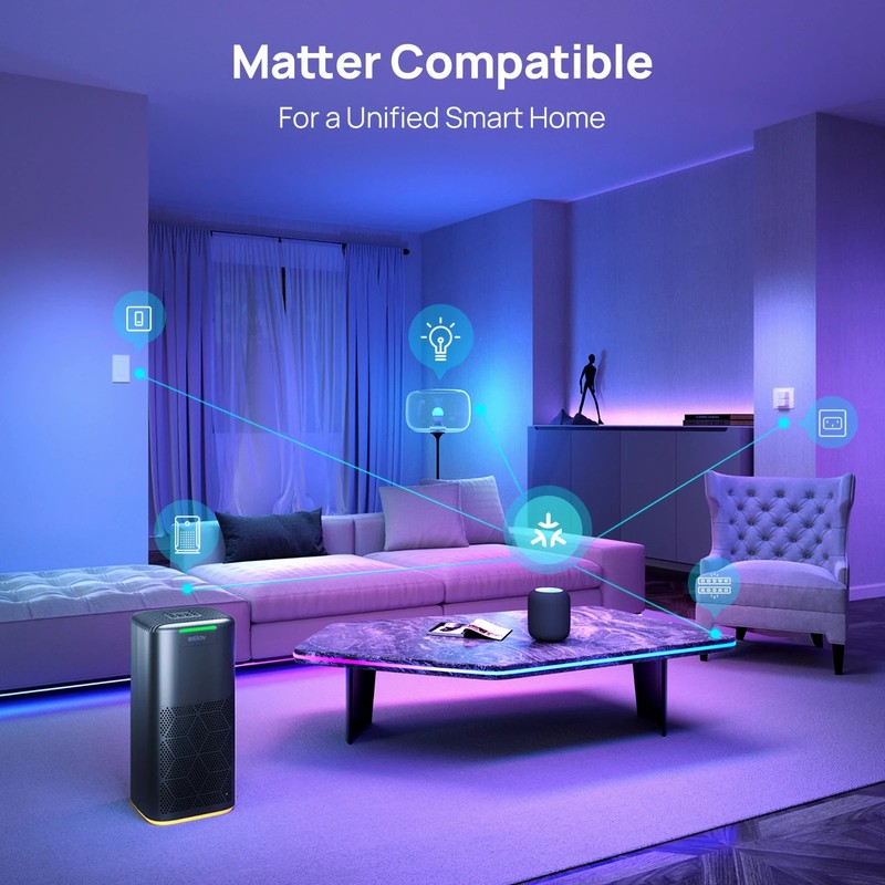 Linkind A19 Matter Smart Light Bulb, Color Changing Smart Bulb, 9W, 800lm, E26 B gallery