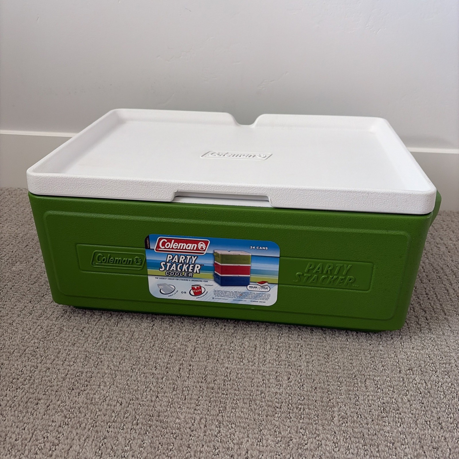 Coleman PARTY STACKER COOLER Model 6225 GREEN 24 Can Stackable Chest Excellent gallery