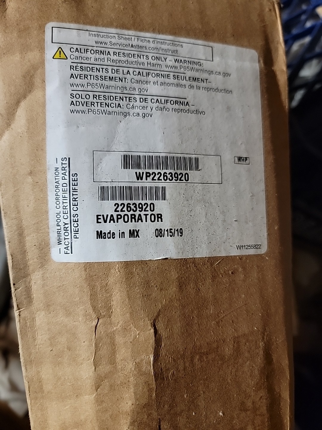 WP2263920 Whirlpool Refrigerator Evaporator Assembly gallery