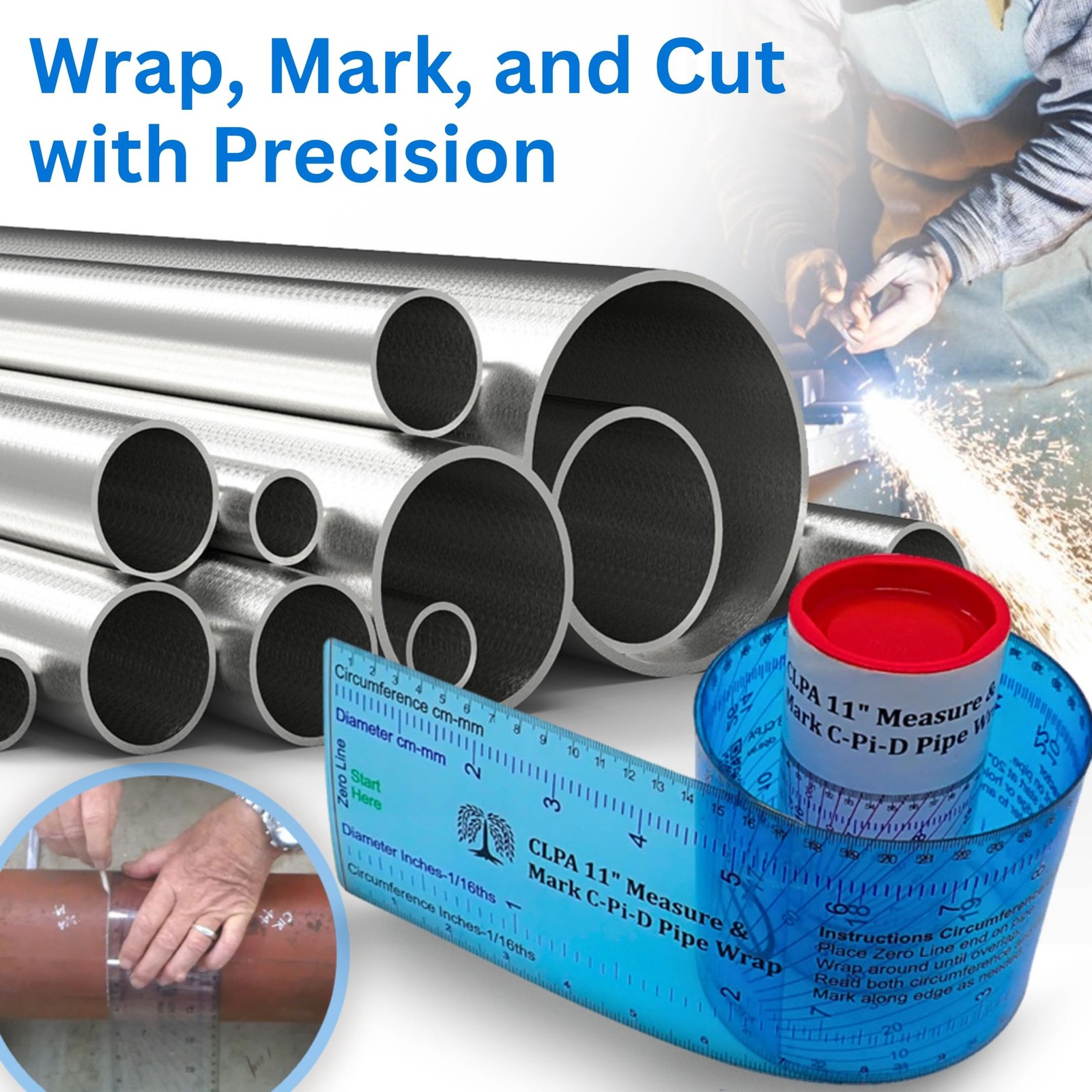 Clpa Pipe Wrap Wrap-Around Pipe Marking Tool Fits Up To 11 Diameter Pipe gallery