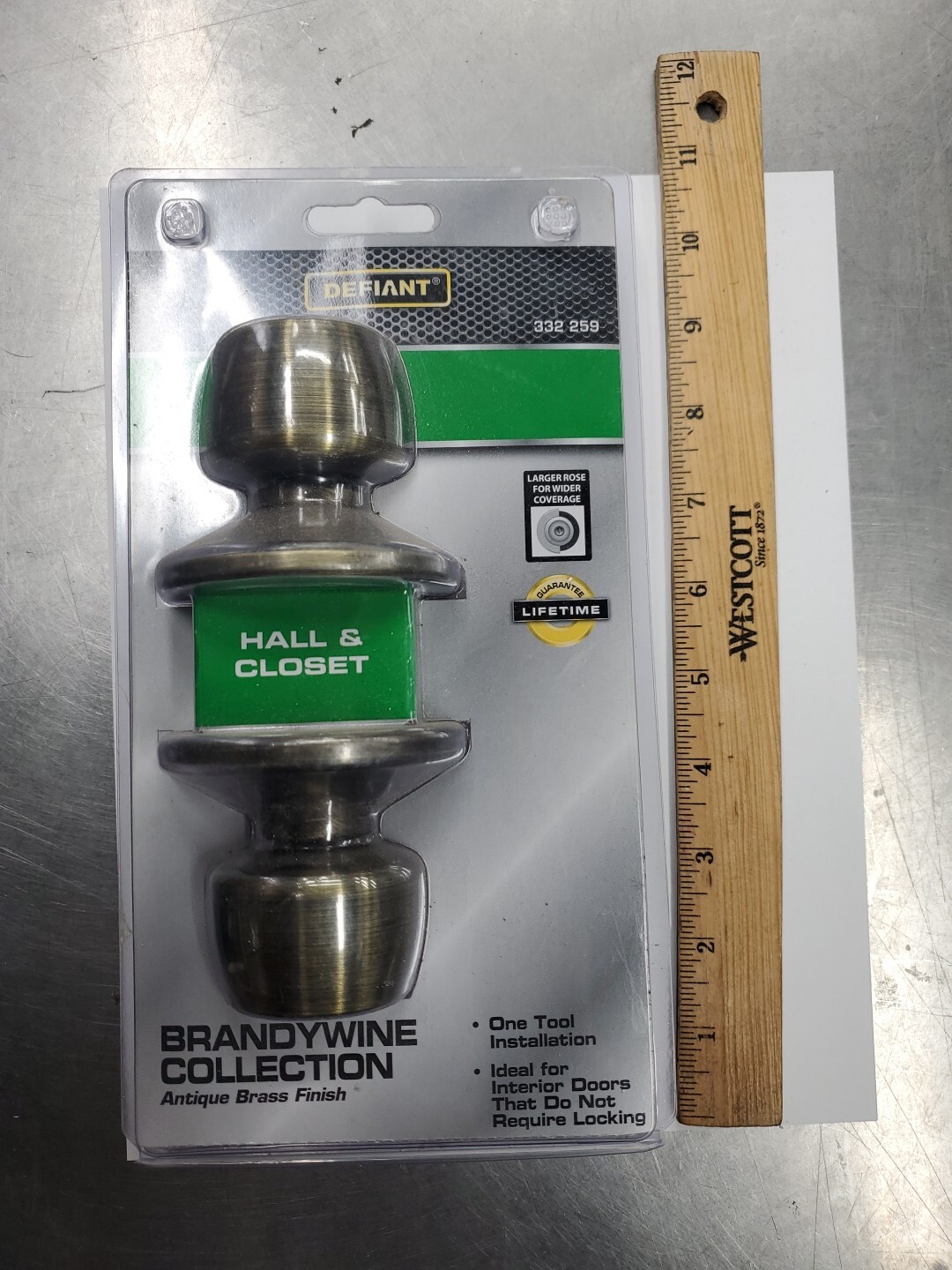 Defiant Hall & Closet Doorknob - Brandywine Antique Brass Finish - New gallery