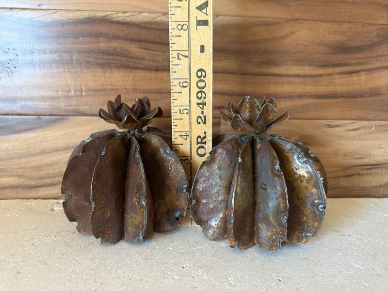 Handcrafted Rustic TINY Metal Barrel Cactus Metal Yard Art Metal Barrel Cactus gallery
