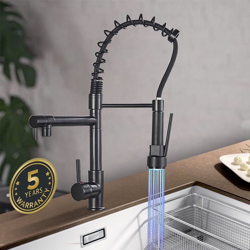 LED Kitchen Sink Faucet Pull Down Sprayer Single Handle Mixer Tap W/ 10'' Cover gallery