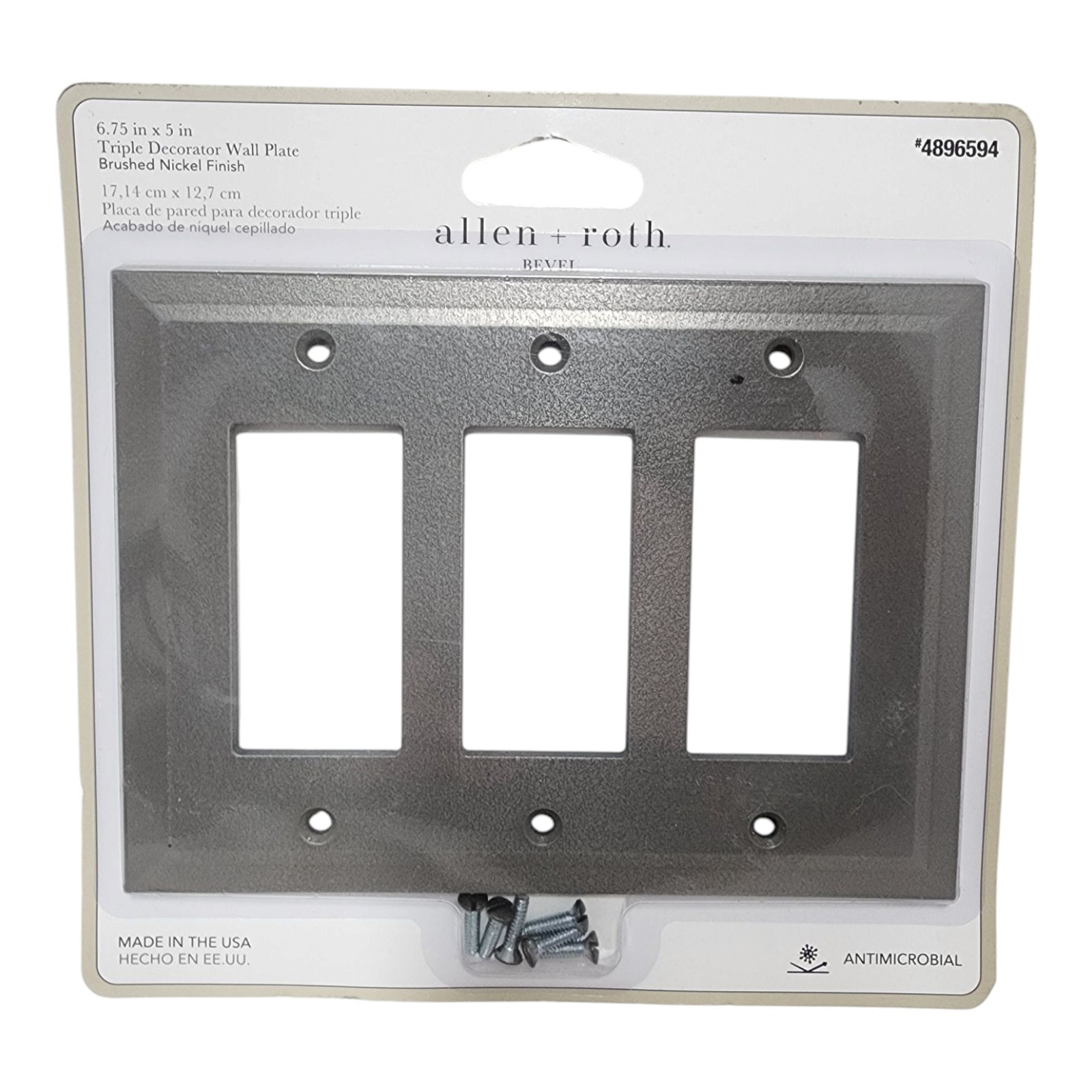 Allen+Roth Triple Decorator Wall Plate Brushed Nickel Finish gallery