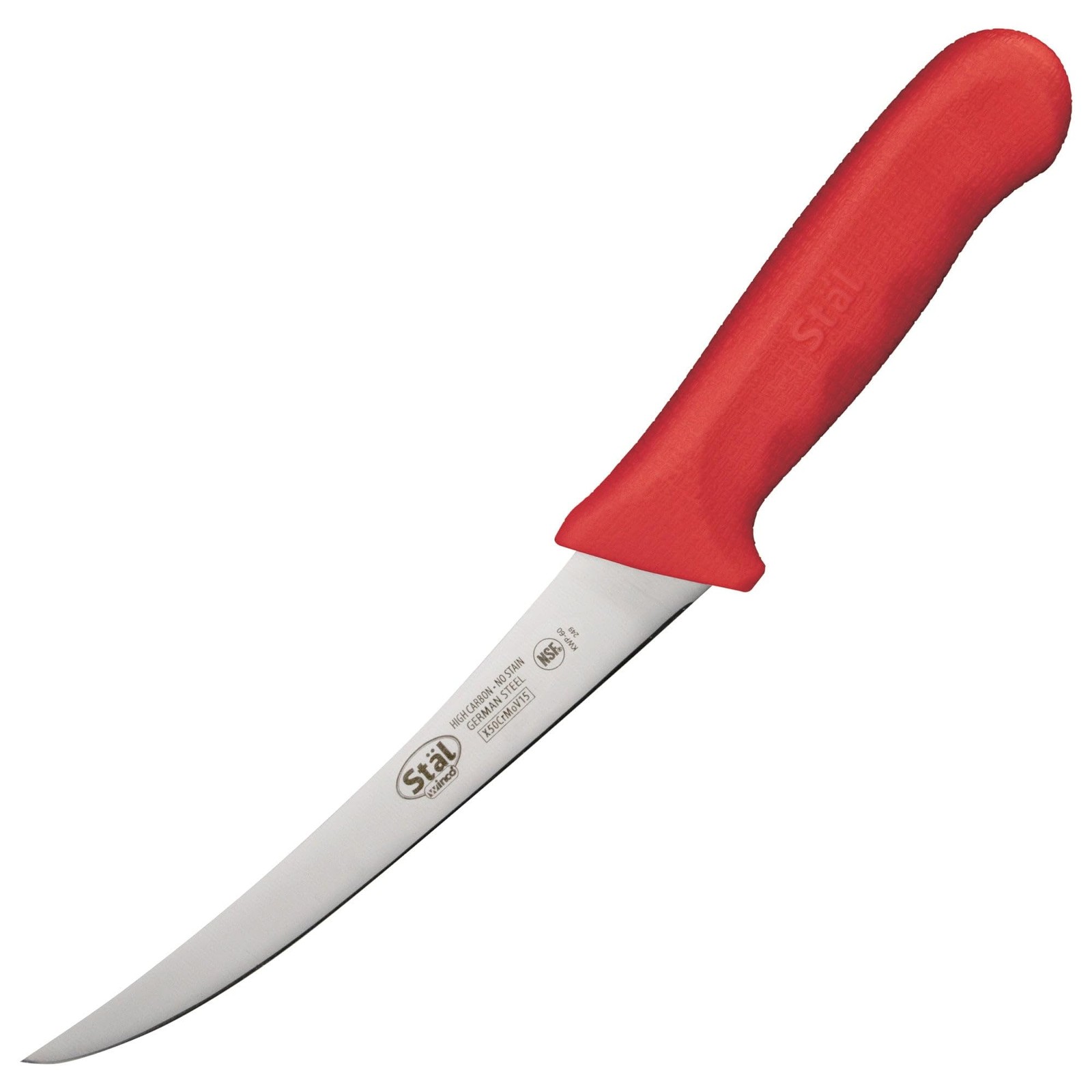 6" Commercial-Grade German Steel Boning Knife, Curved, Red gallery