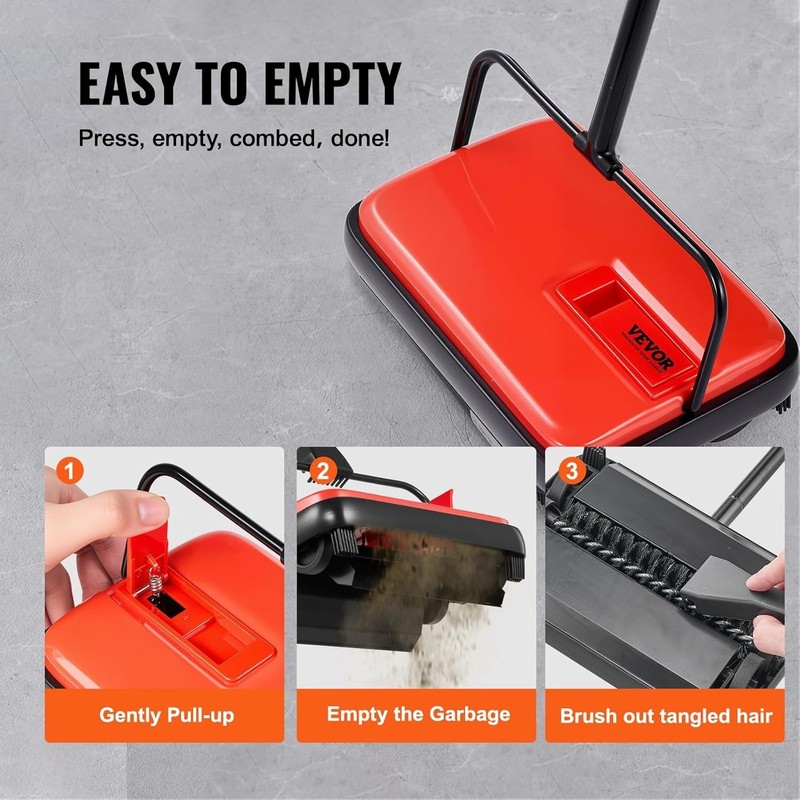 Carpet Sweeper Manual, Floor Sweeper with 300 ml Dustbin Capacity Easy to Emp... gallery