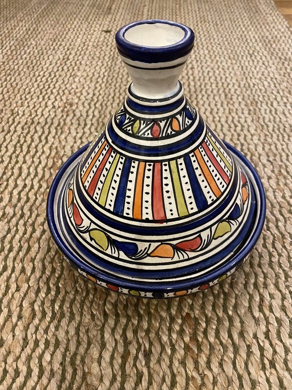 Moroccan Tagine Handmade Serving Ceramic Vivid Color Dish 8.5” gallery