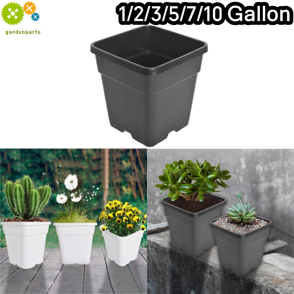 5/10PCS Square Re-Usable Nursery Pot Plastic Grow Pots Plant 1/2/3/5/7/10 Gallon gallery