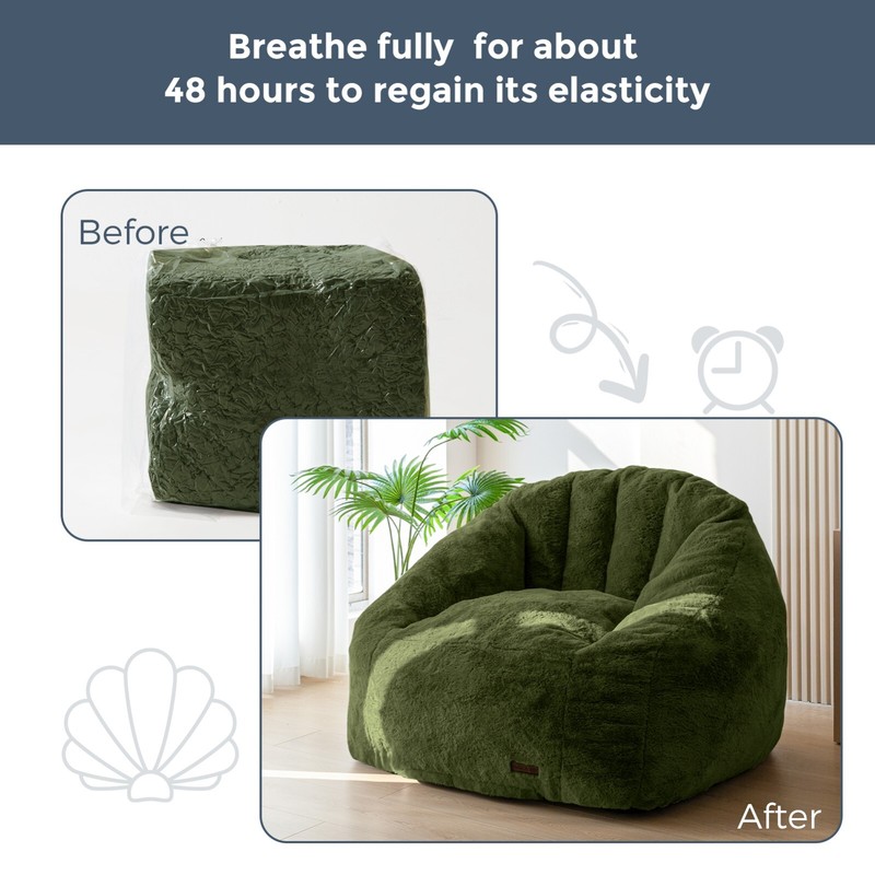Giant Shell Bean Bag Sofa Memory Foam Living Room Chair Floor Sofa Soft Cover gallery
