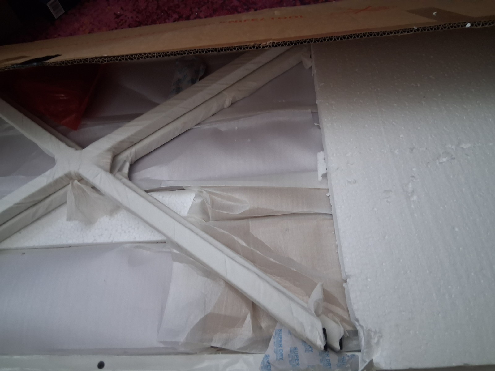White Computer Table Desk, Metal & Oak, 55x30x40 in, Assembly Required gallery