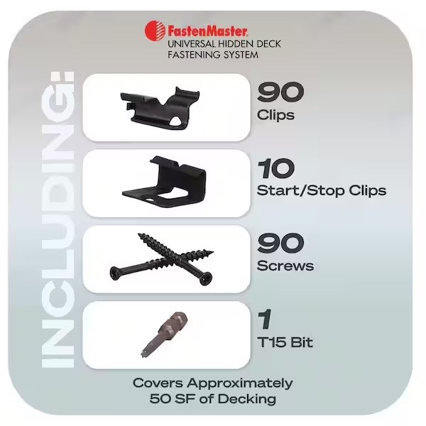 FastenMaster Universal Hidden Deck Fastening System - Clips/Screws for 50 Sq.Ft gallery