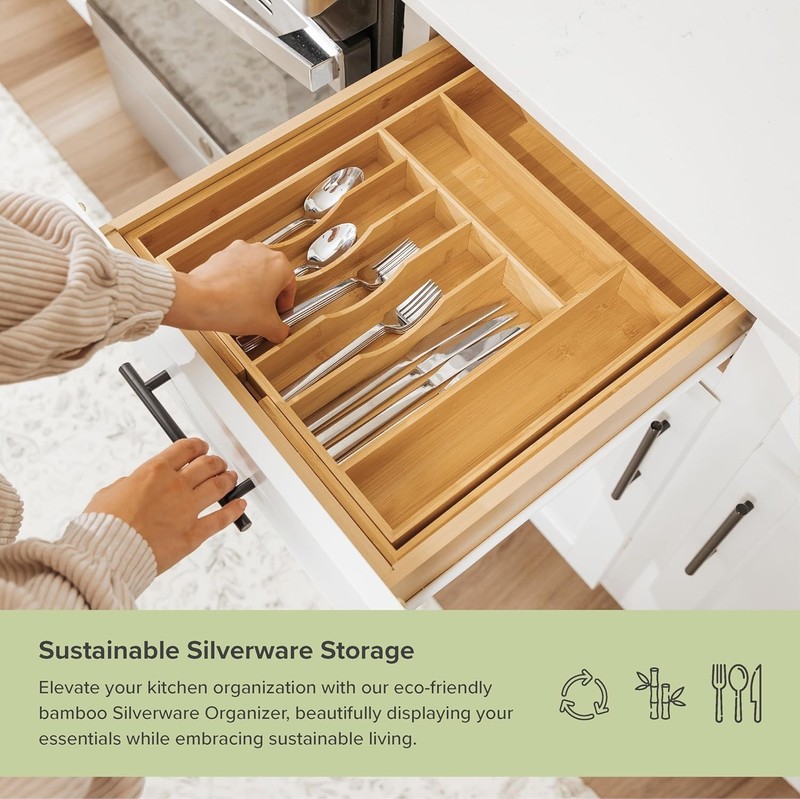 Silverware Flatware Utensil Organizer Expandable 14-25 In Bamboo gallery