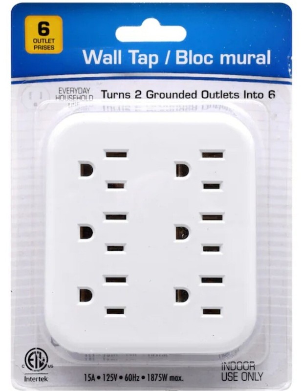 6 Outlet Wall Outlet Adapter Multi Plug Power Splitters Electrical Tap In 2 Pack gallery