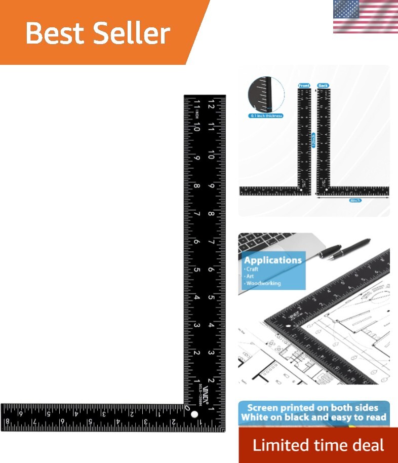 Durable 8" x 12" Carpenter L Shape Square - Anti-Rust Carbon Steel Construction gallery