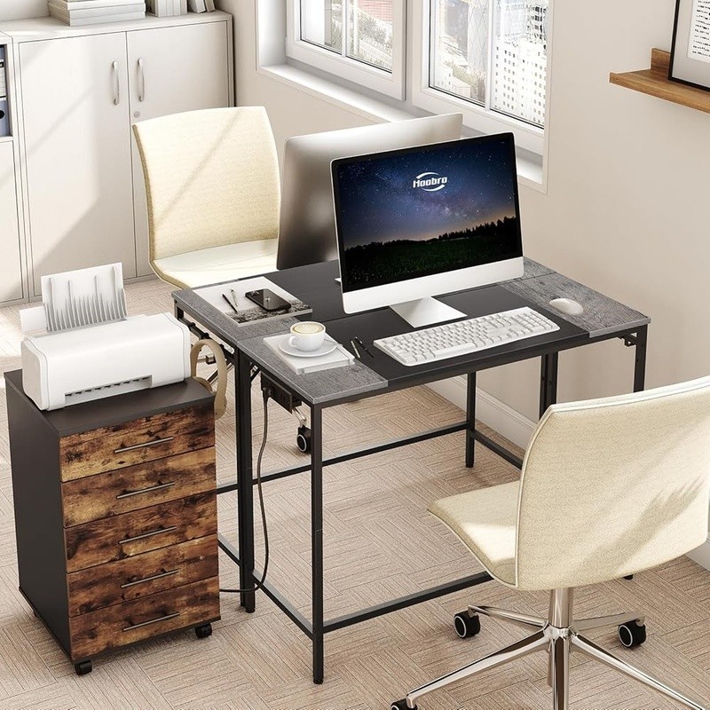 Durable Compact Computer Desk W/ Storage Hooks Home Office Study Gaming New gallery