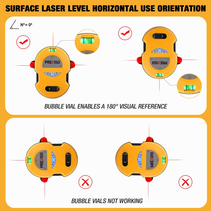 PREXISO Multi Surface Laser Level LED Light 30Ft Horizontal Vertical Line Laser gallery