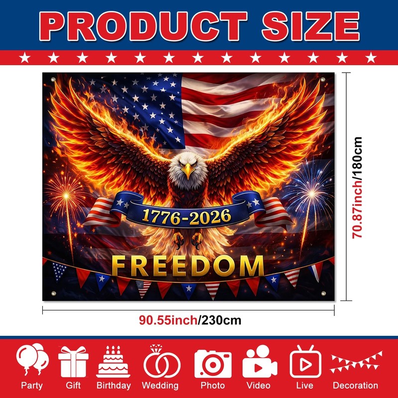 Independence Day Decorations Backdrop 4th of July Party Banner Firework Freedom. gallery