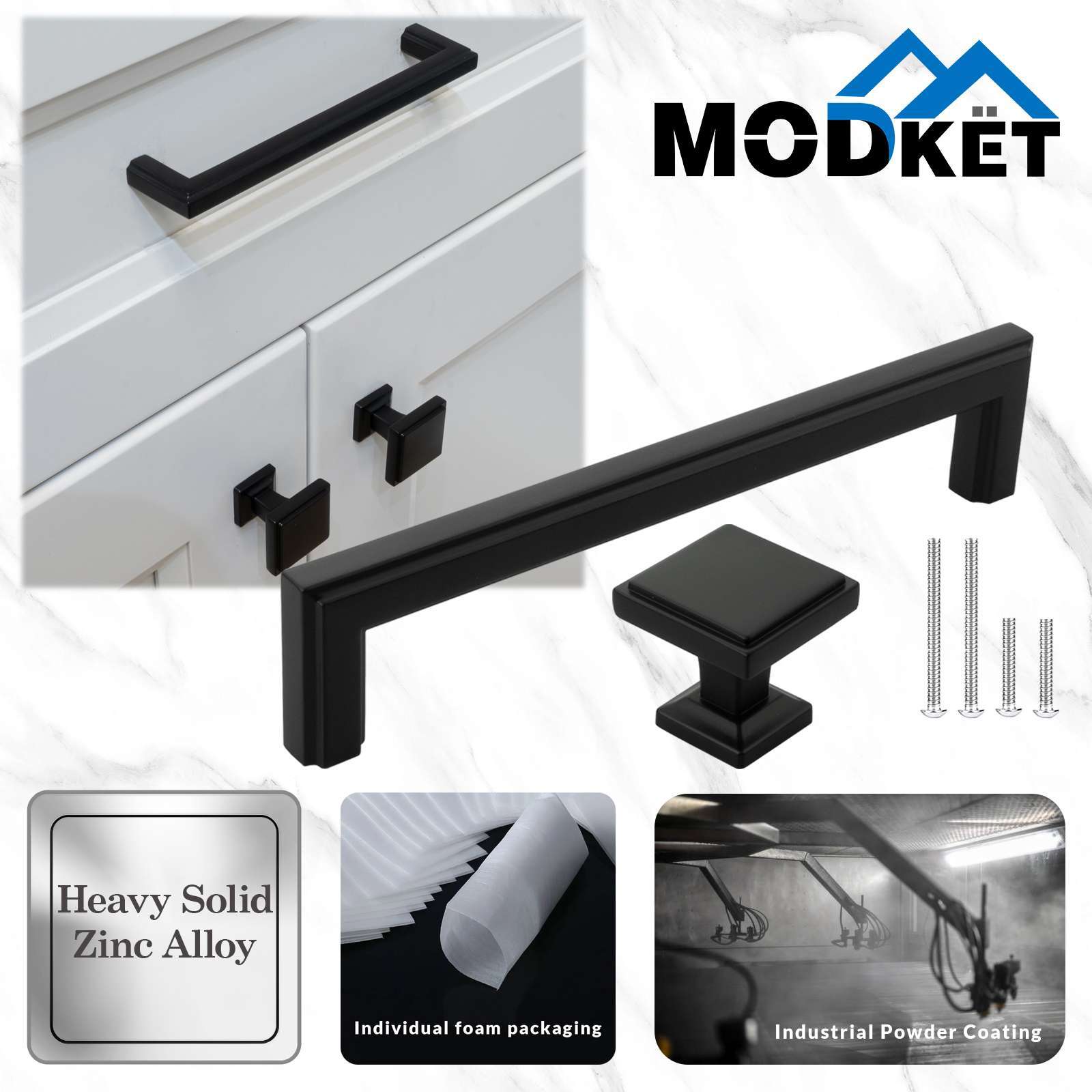 Solid Matte Black Cabinet Pulls Knobs Handles Kitchen Bath Drawers Hardware gallery