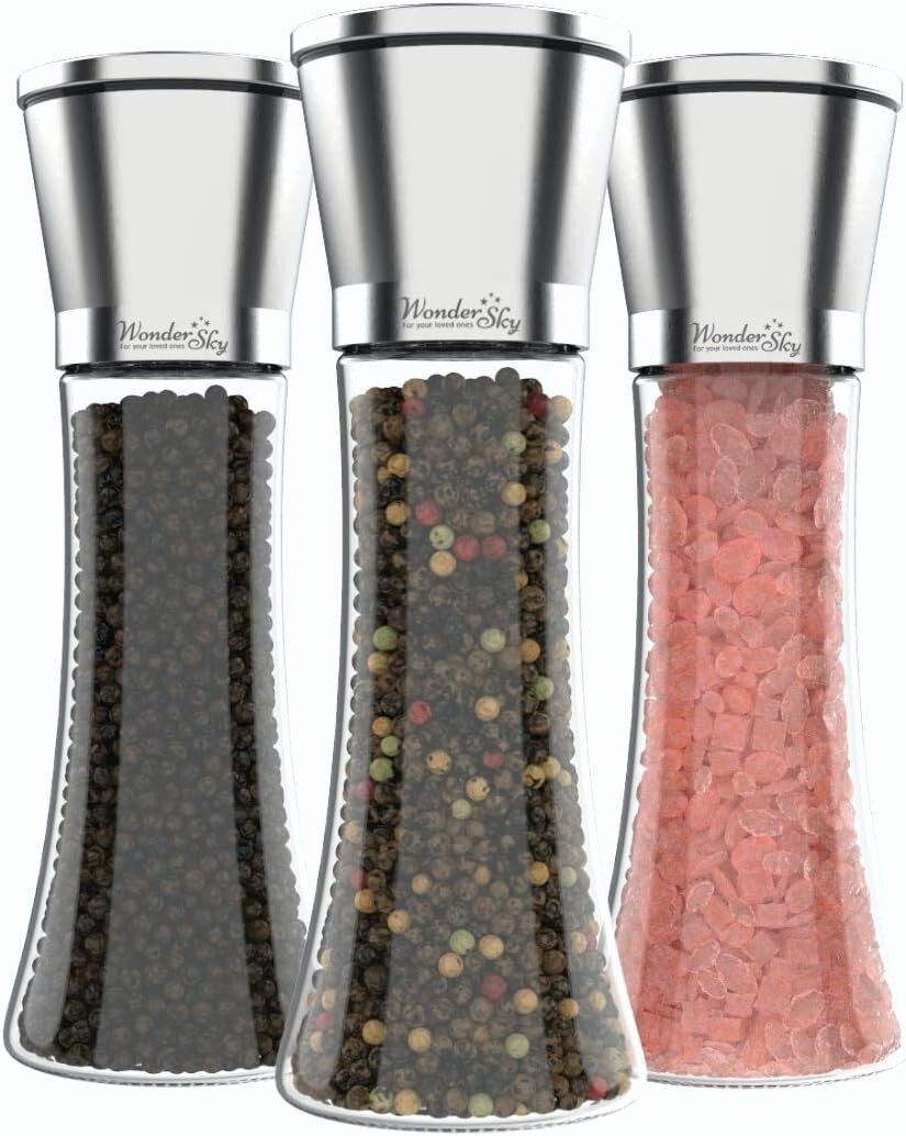 Salt and Pepper Grinder Set Refillable Pepper Mill Salt Grinder (3 Pack) gallery