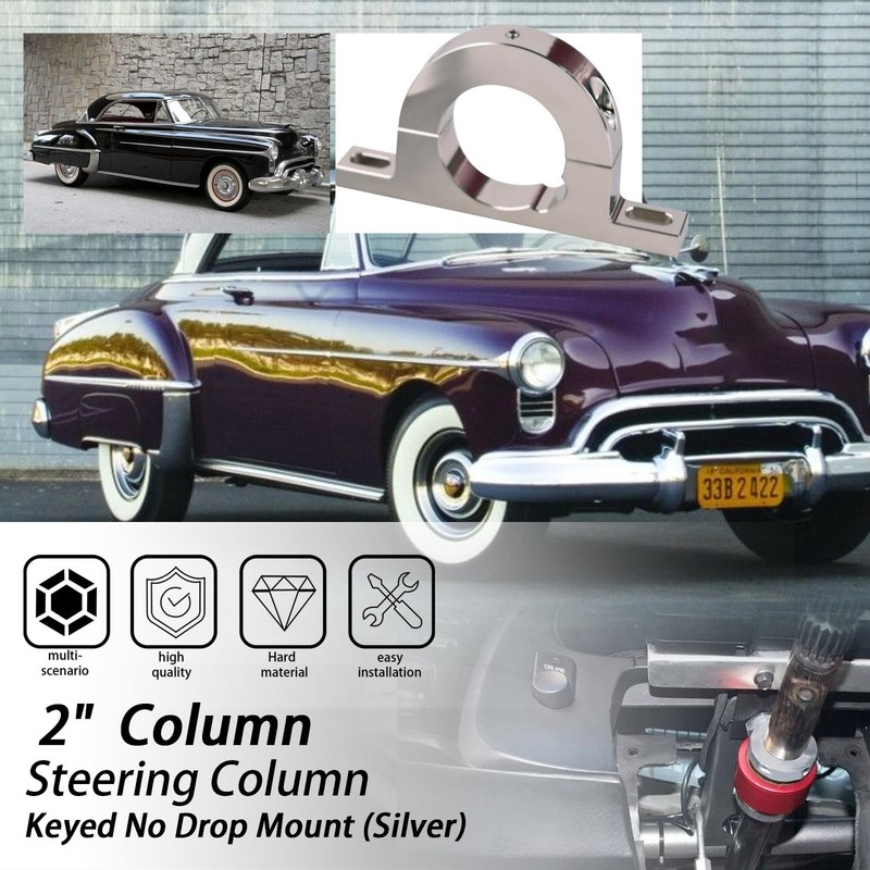 Aluminum Universal Steering Column Keyed No Drop Mount,2" Column Polished Alu... gallery