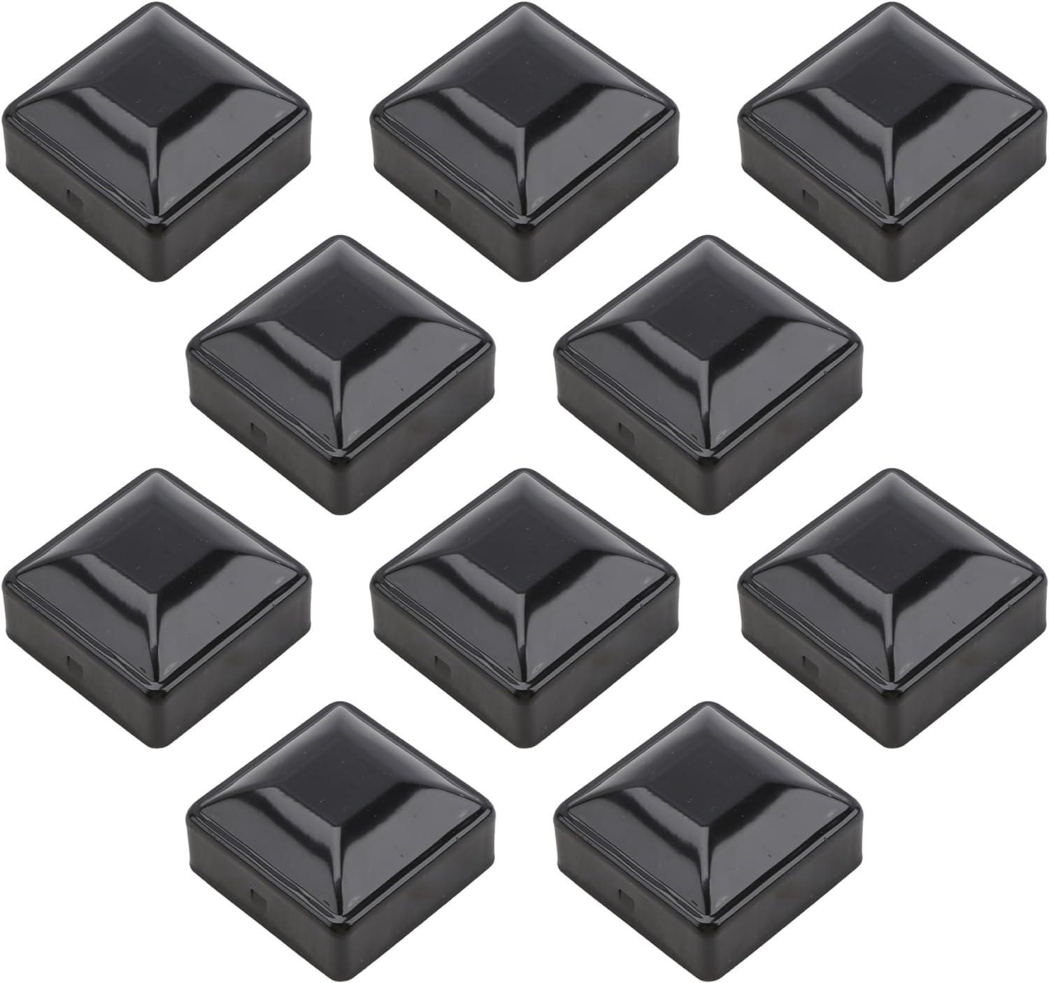 2" Square Powder-Coated Black Galvanized Steel Dome Caps (Pack of 10) gallery
